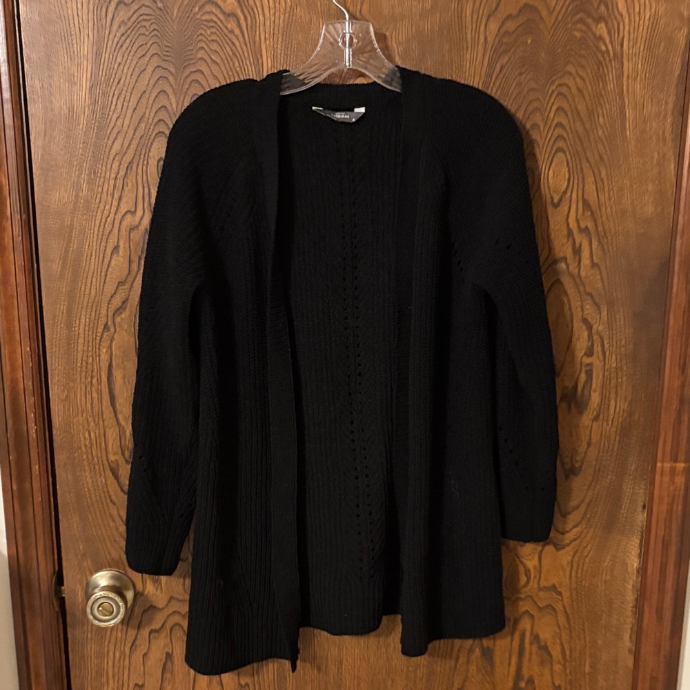 Classic Black Open-Front Cardigan